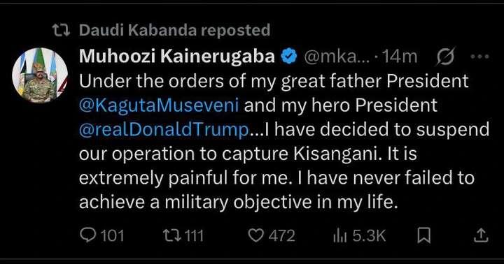 Muhoozi Kairunegaba tweeter