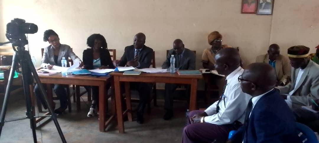 Leaders being cross-examined by EOC head legal Musema Miragi.