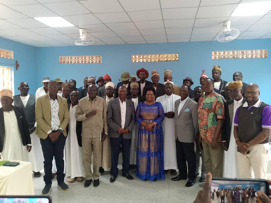 Minister of Labour, gender and social development Betty Amongi, posed for a photo with Alur Kingdom officials at Leosim Motel in Nebbi Municipality, on June 19, 2025. Photo/Mike Rwothomio