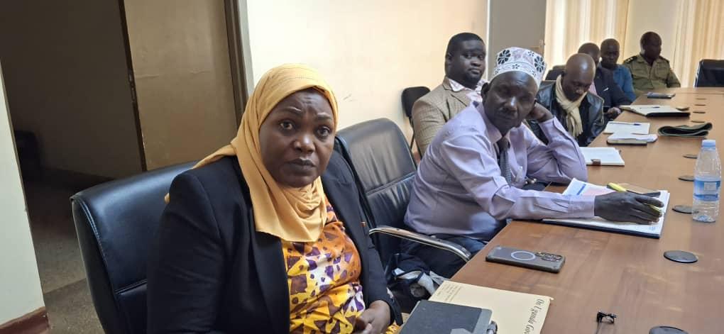 Hajjat Zaminah Malole, Secretary of the Presidential Awards Committee, during her presentation on National Honours and Awards and the Role of District Leadership in Their Administration at Zombo District Headquarters on August 22, 2025.