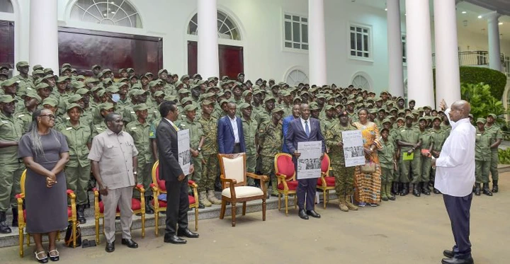 Museveni delivered a lecture of opportunity to ISO recruits at State House - Entebbe
