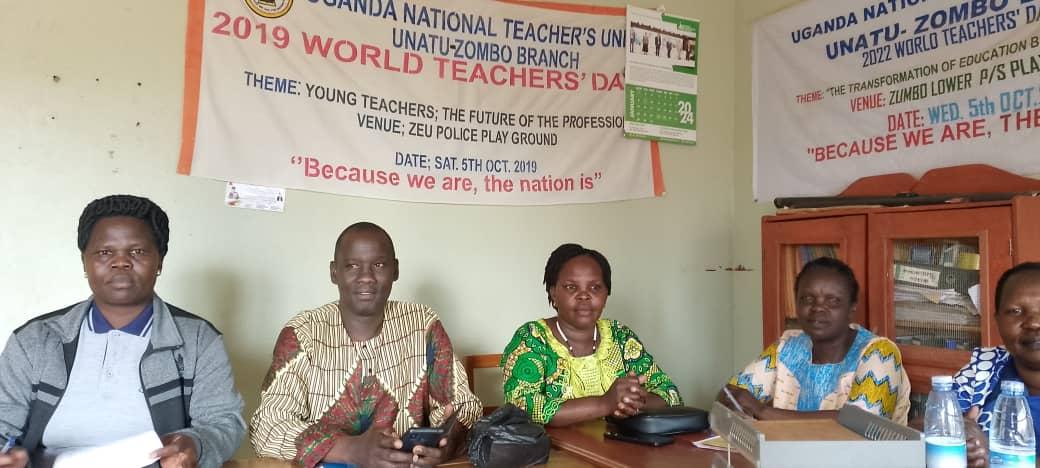 Zombo district Teachers' SACCO executives speak to our journalist on Saturday 31st November 2025, from their office located in Paidha town council along Arua road after receiving UGX 10 million start-up fund from friends of MP Esther Afoyochan. Photo by Alex Pithua