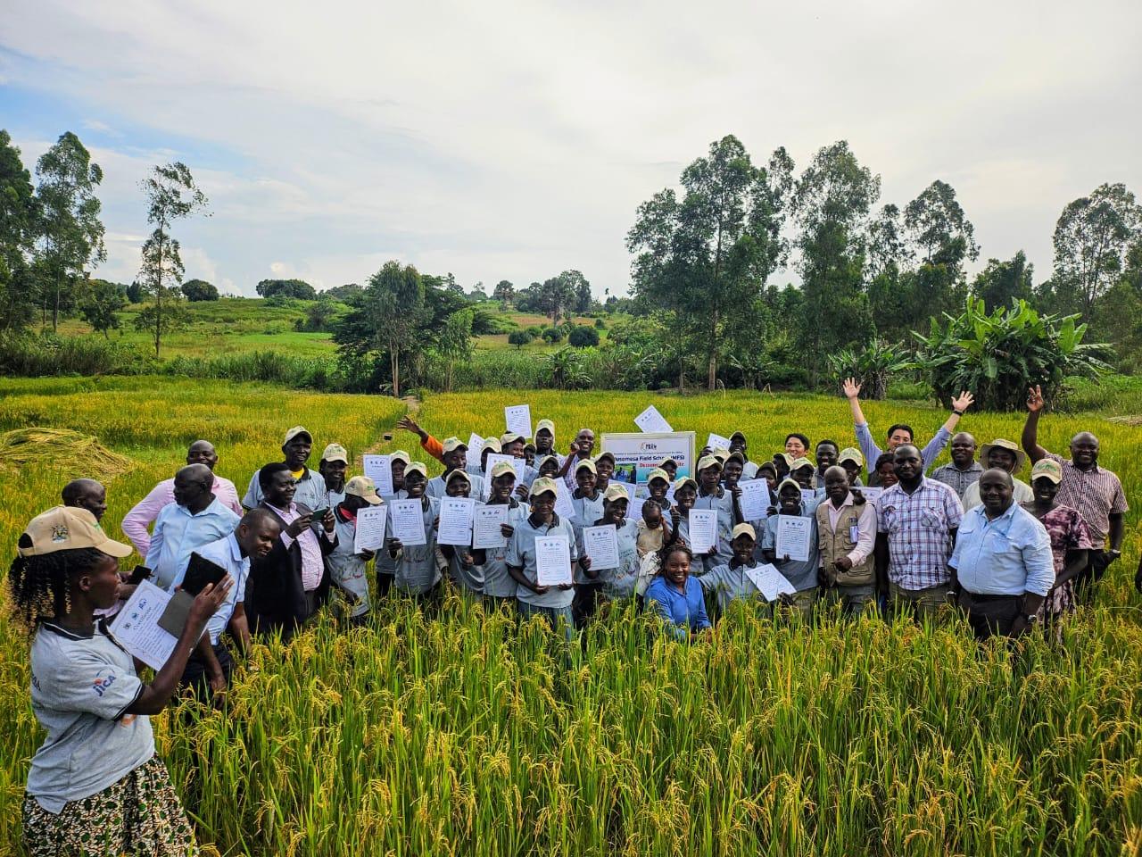 Farmers in Maracha district received rice huller. Photo by Alex Pithua