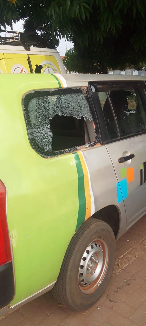 One of the damaged vehicle