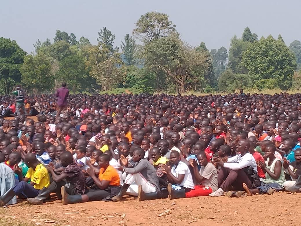The election police constables during the pass-out at Kyambogo University training ground.