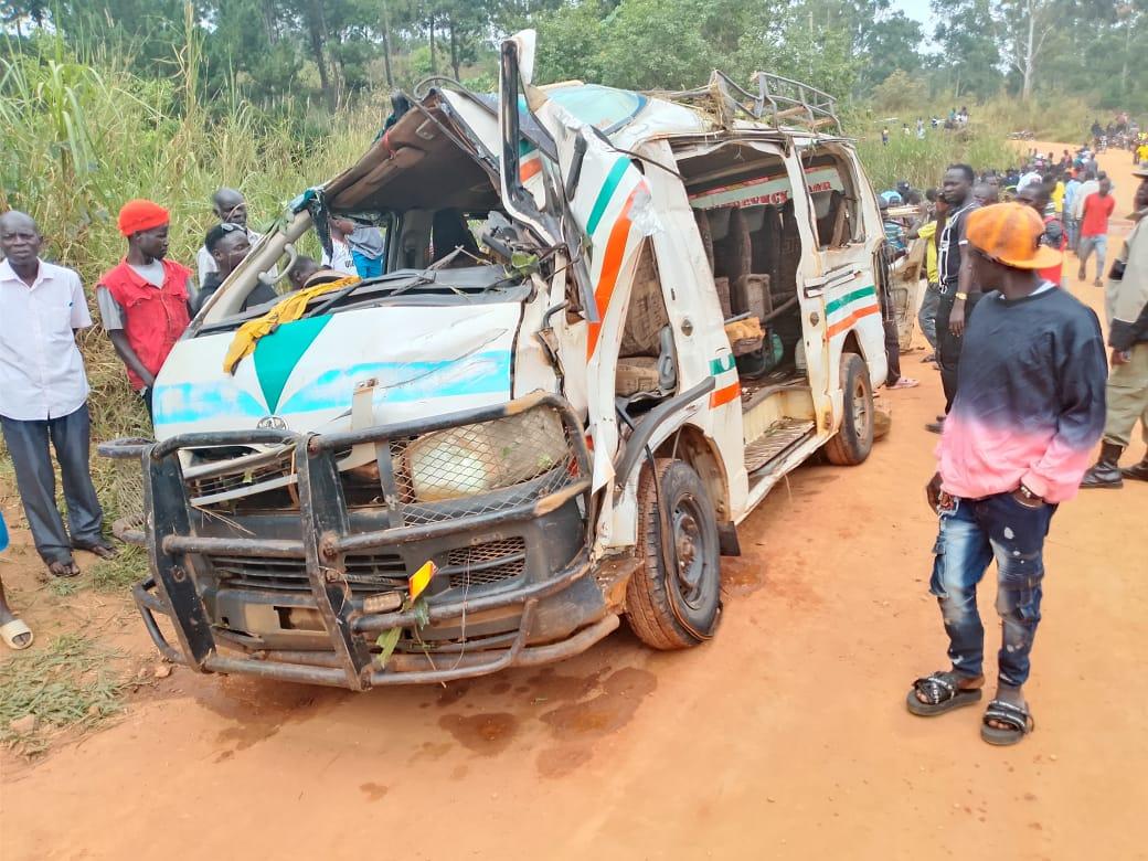 The wreckage of the taxi truck.