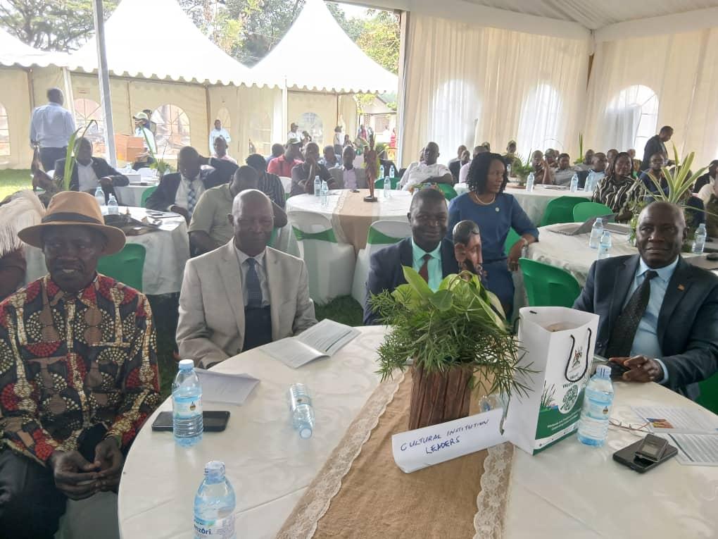 Jadipu who is the Deputy Secretary General of COTLA Uganda Chapter having tet-a-tete on the side-line of the main event with the PM of Tyeng Adhola, the Secretary General Richard Josel Obbo at Nakawa.