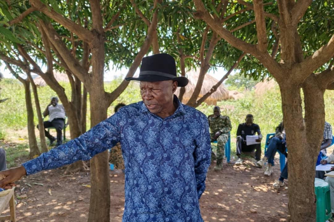 Alur Kingdom Prime Minister Prince Lawrence Opar Angala address the gathering.