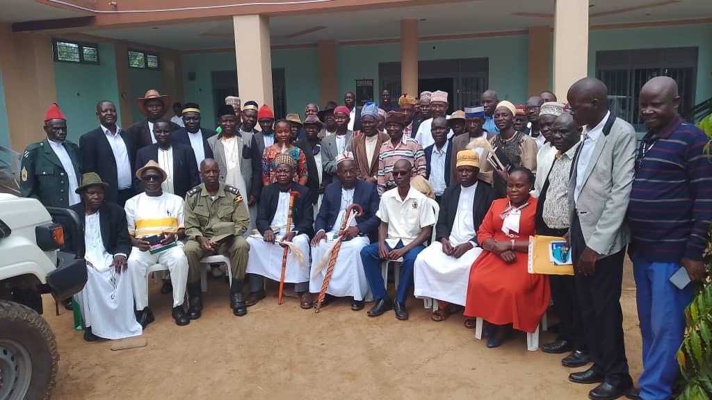 Cultural leaders and other officials posed for a photo after the engagement