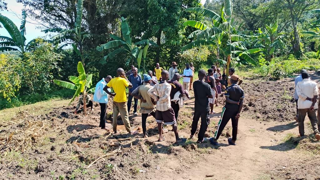 Community gather at the water point he reportedly disconnected deliberately.
