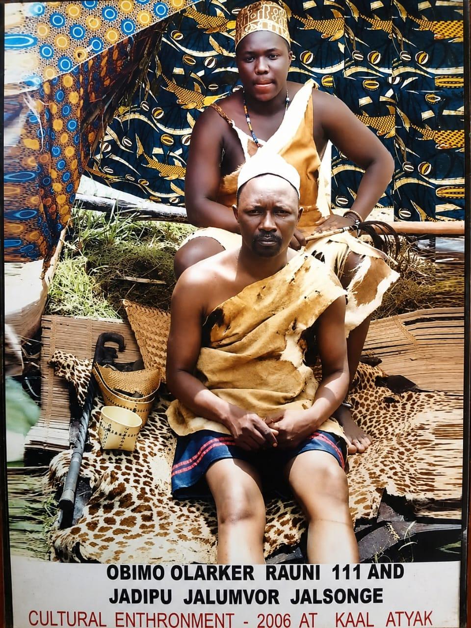 His Majesty Ubimu Phillip Rauni Olarker III, King of the Alur, with Jadipu Prince Lawrence Opar Angala, underwent a cultural enthronement rite at Kal Atyak Winam on May 22, 2006, a day before proceeding to Pubungu Wang Lei in Pakwach District.