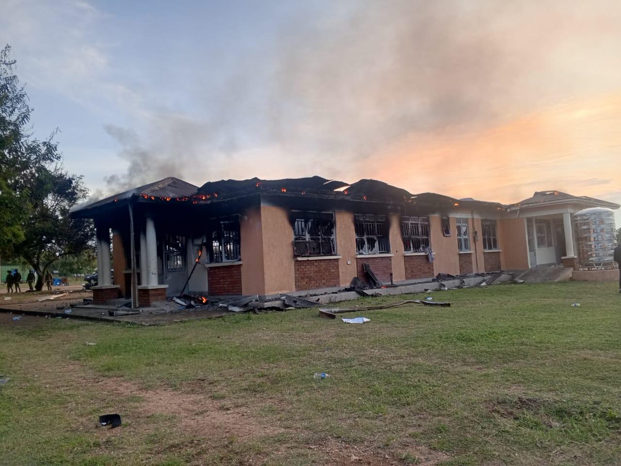 Offices in flames