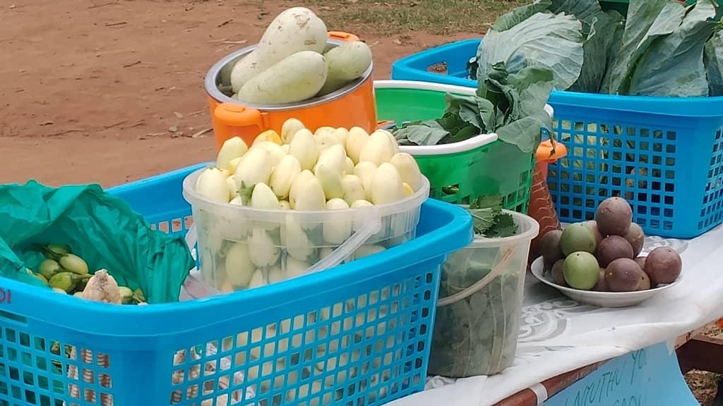 Moureen Wilembe interacts with farmers during the farmers day.